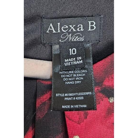 AlexaB Women Dress 10 Black Floral Print 100%Polyester Sleeveless Fit Flare Maxi - Picture 16 of 16